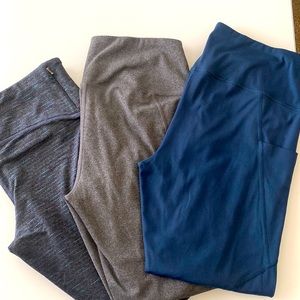 Leggings BUNDLE! - Blue, Gray, and Dark Gray with Purple Green and Blue details